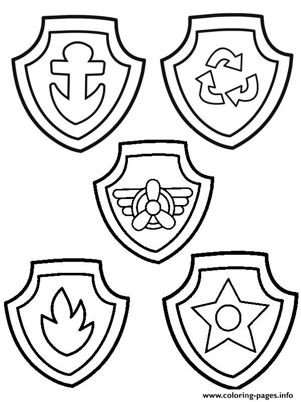 Print paw patrol badge coloring pages insignia de paw patrol colorear patrulla canina cumpleaãos patrulla de la pata