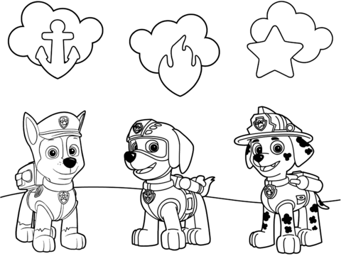 Paw patrol badges coloring page free printable coloring pages