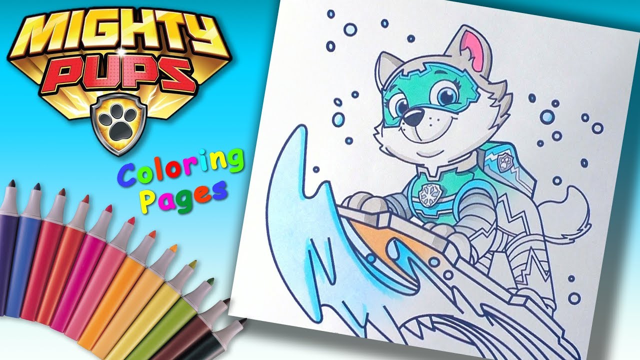 Mighty pups paw patrol how to coloring everest paw patrol coloring book pages for kids