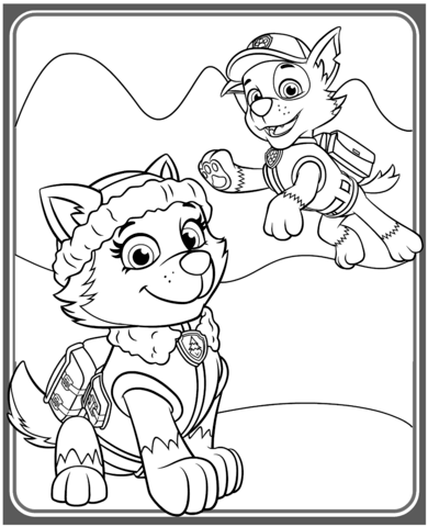 Everest and rocky coloring page free printable coloring pages