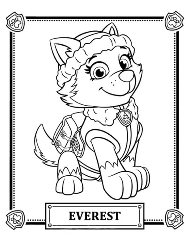 Cute everest paw patrol coloring page