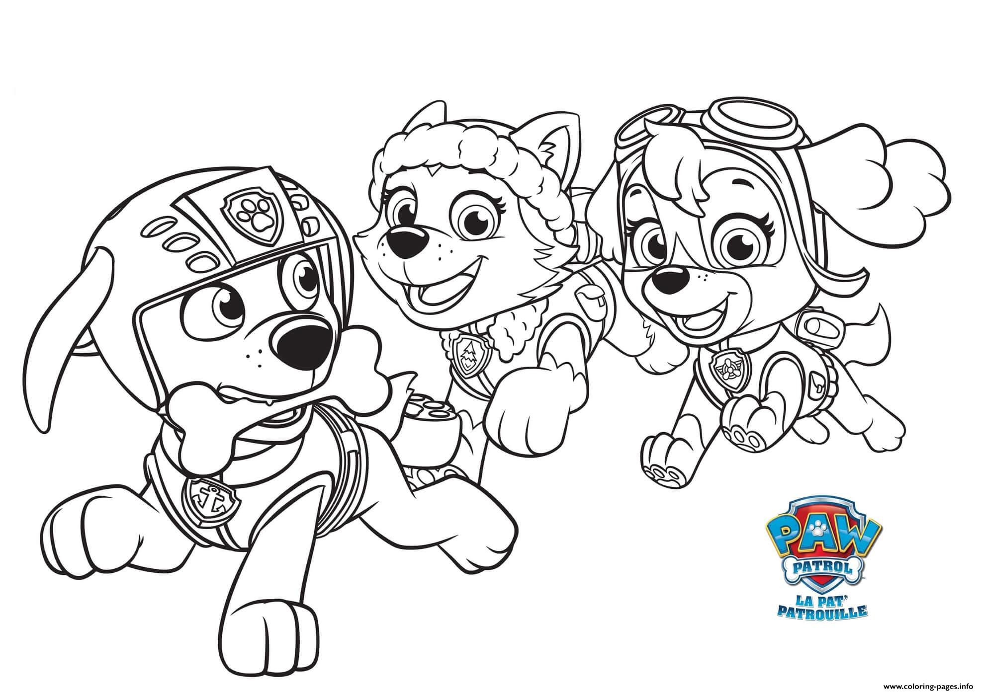 Everest zuma skye paw patrol coloring page printable