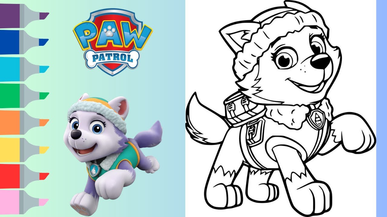 Paw patrol coloring book page paw patrol everest coloring page