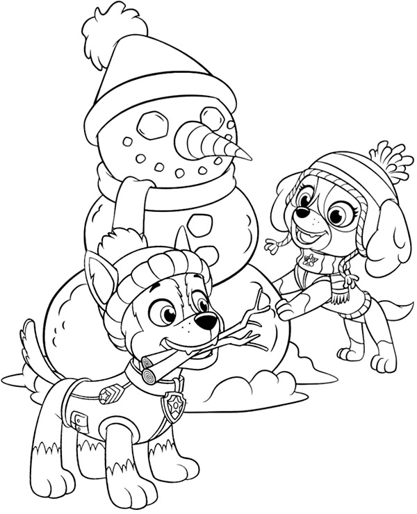 Winter coloring pages paw patrol