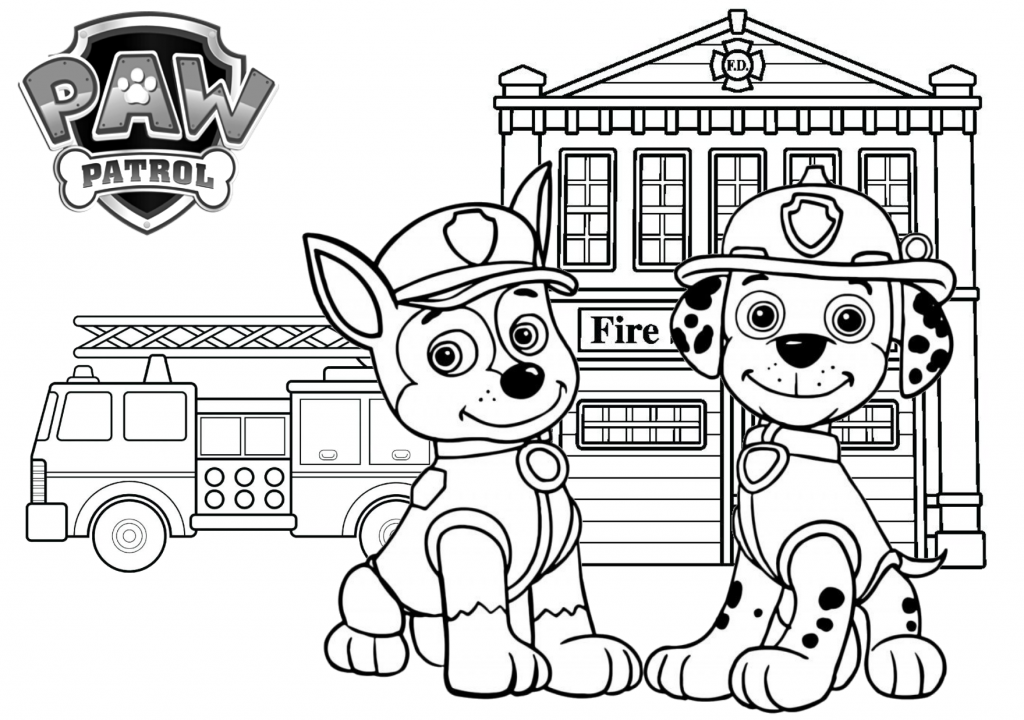 Paw patrol fire station printable coloring page on tsgos paw patrol coloring pages paw patrol coloring truck coloring pages