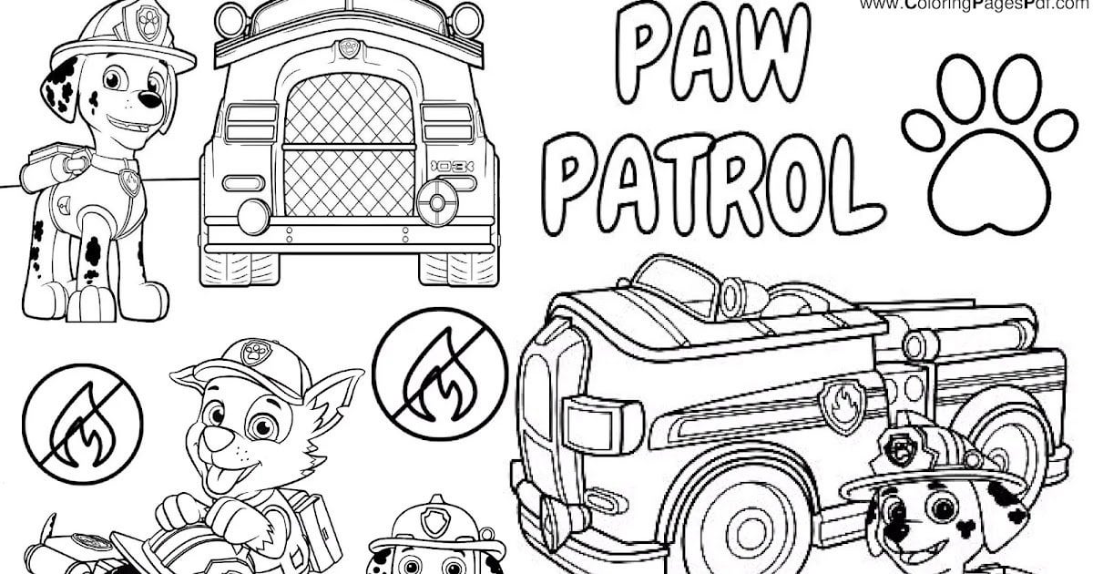 Paw patrol fire truck coloring page rcoloringpagespdf