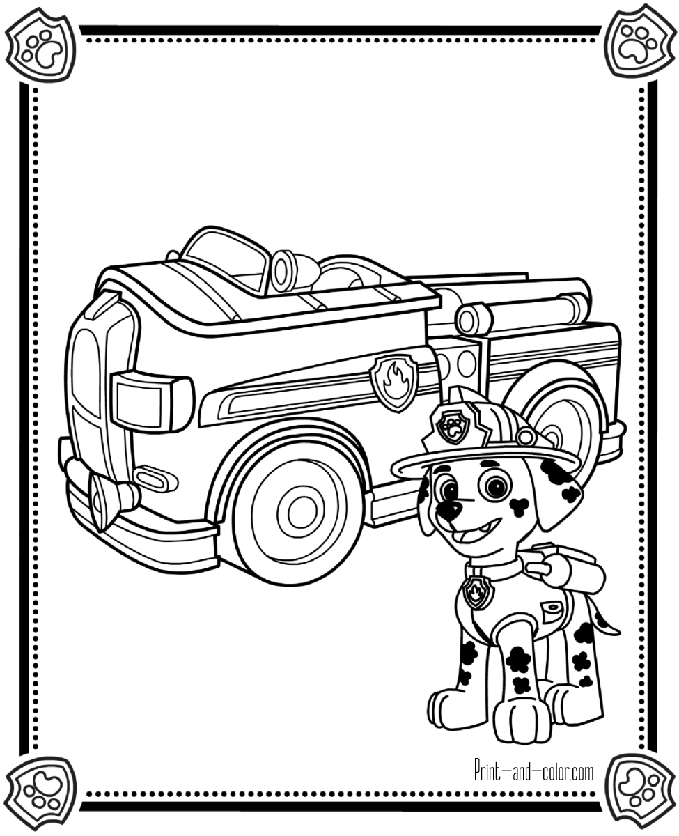 Paw patrol coloring pages print and color