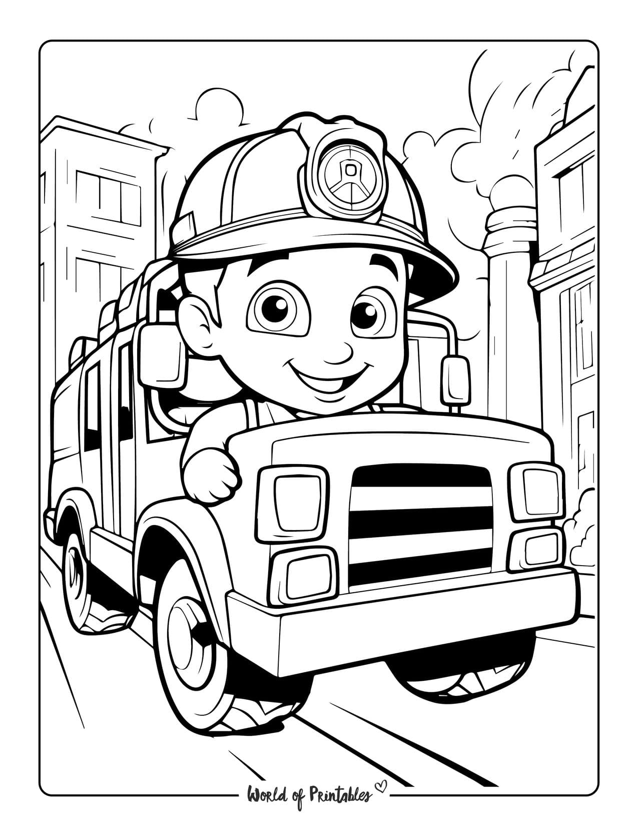 Fire truck coloring pages for kids adults