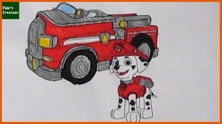 Paw patrol marshall fire truck coloring pages