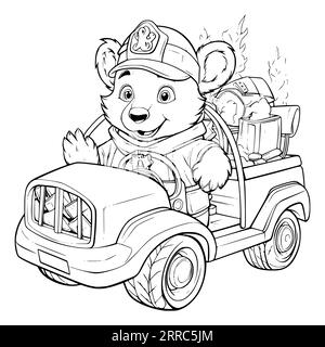 Fire truck coloring book vector coloring pages for kids vector illustration eps stock vector image art