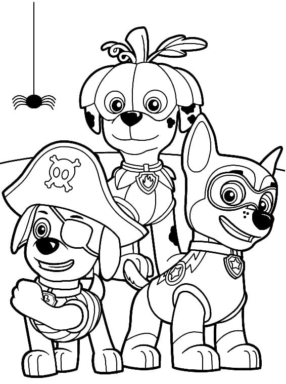 Halloween paw patrol coloring page