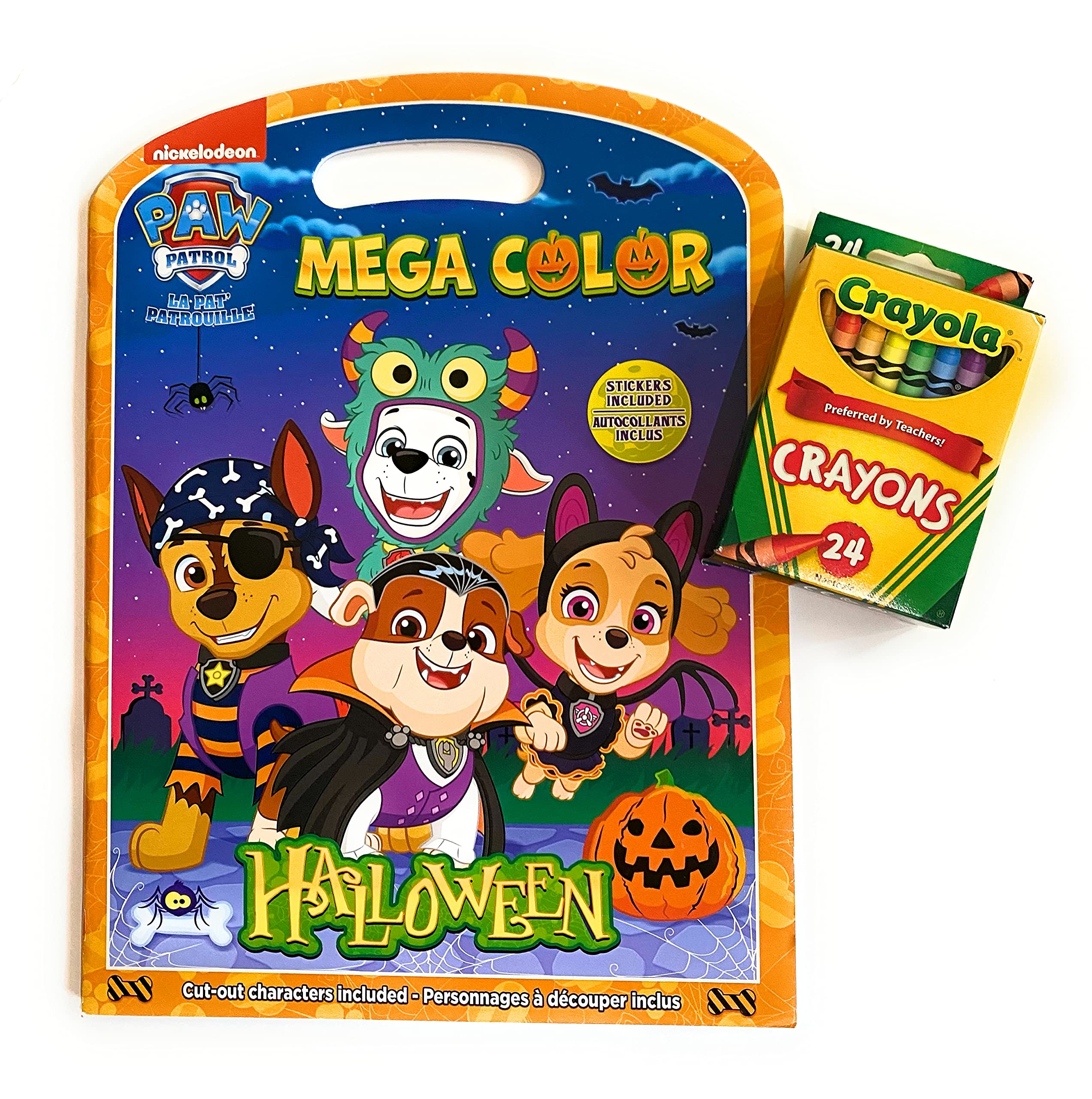 Paw patrol halloween coloring book with stickers and activities crayola crayons includes bonus cut