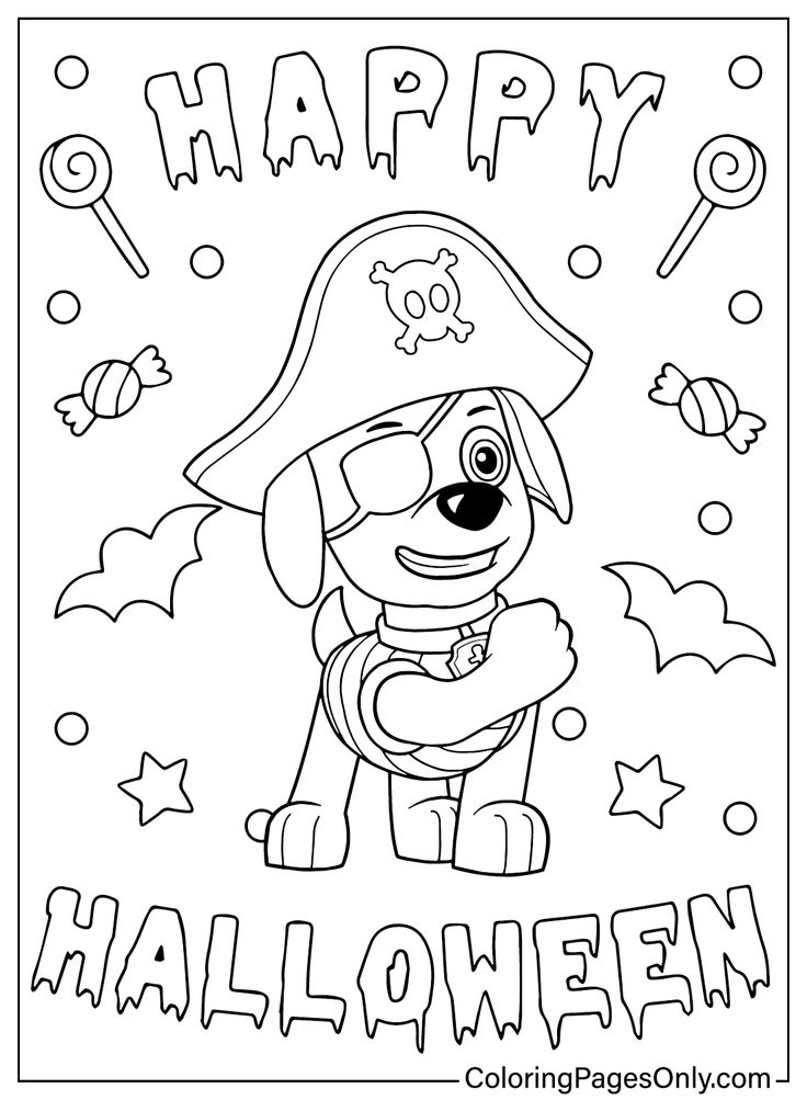 Paw patrol halloween coloring pages