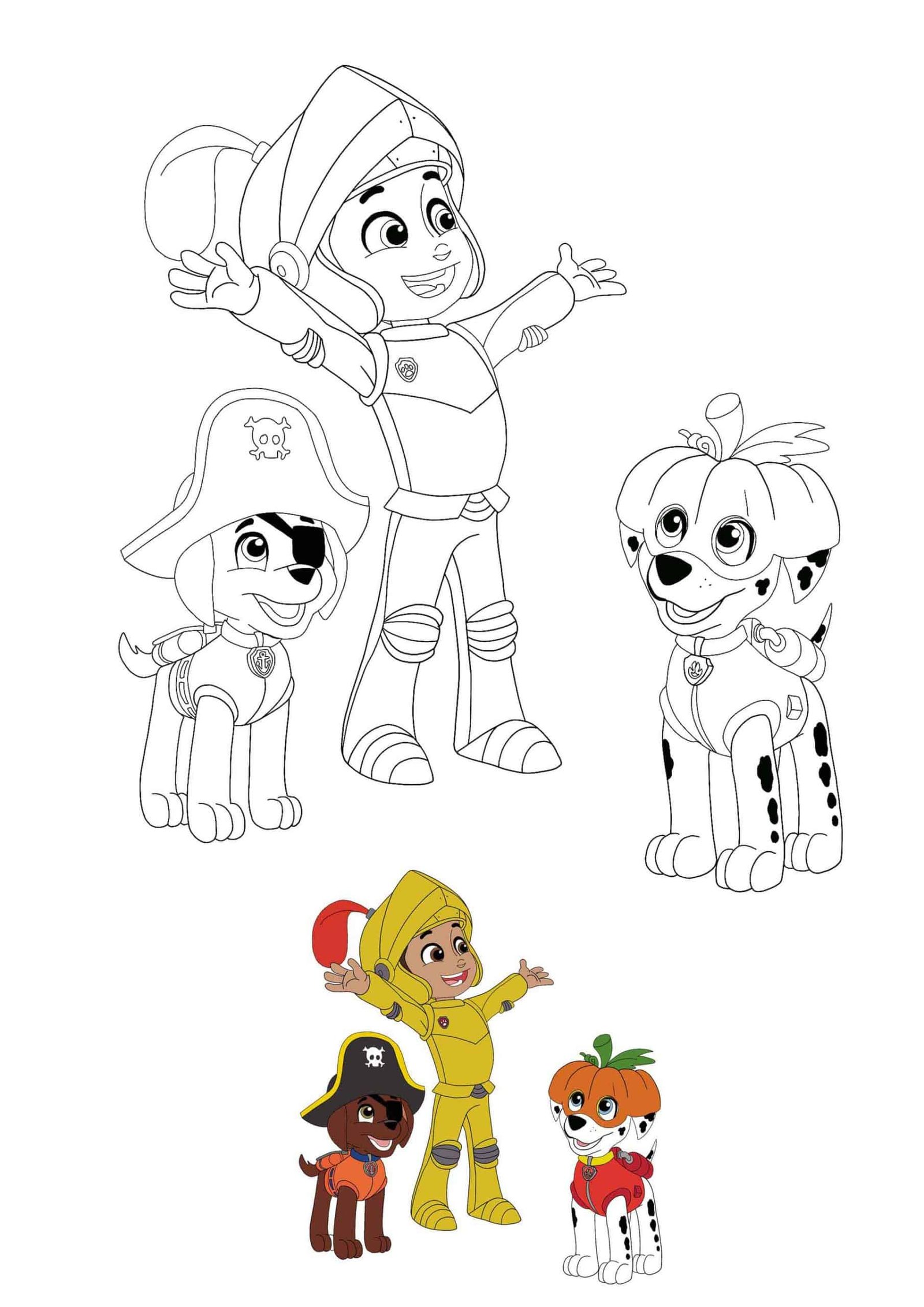 Paw patrol halloween coloring pages