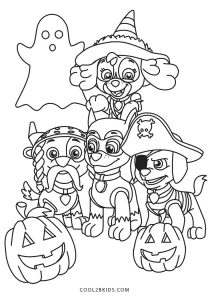 Free printable paw patrol halloween coloring pages for kids