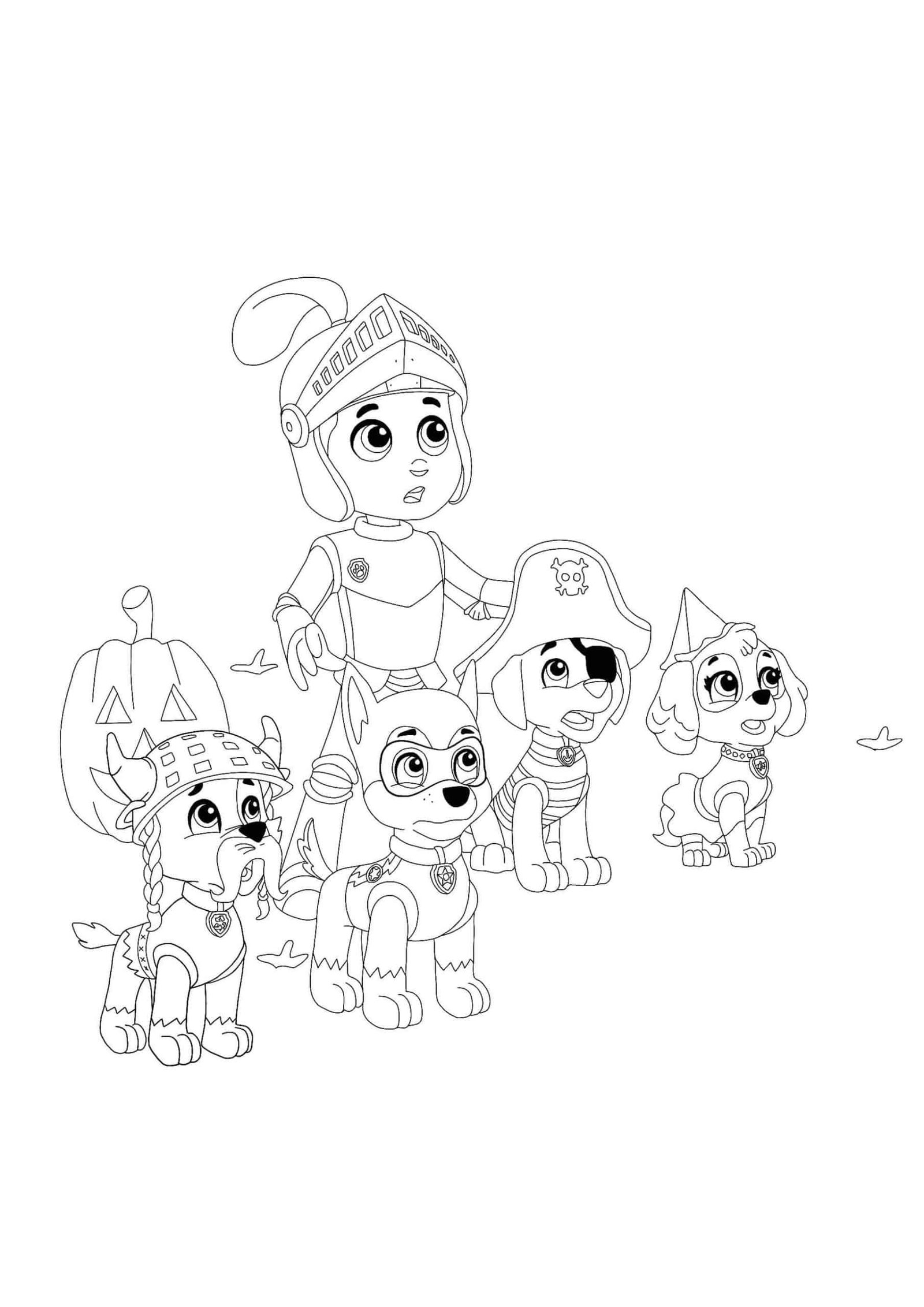 Paw patrol halloween coloring pages