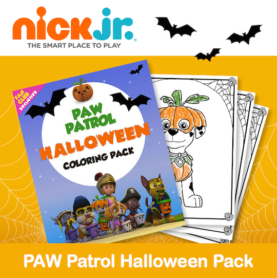 Printable paw patrol halloween coloring pack