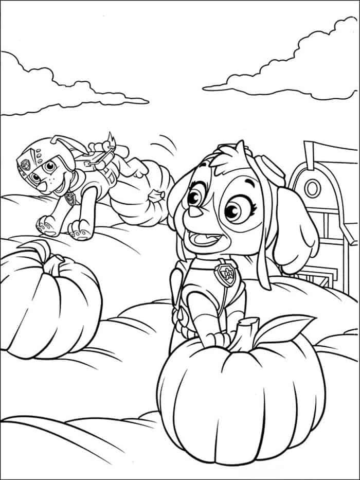 Paw patrol halloween coloring pages