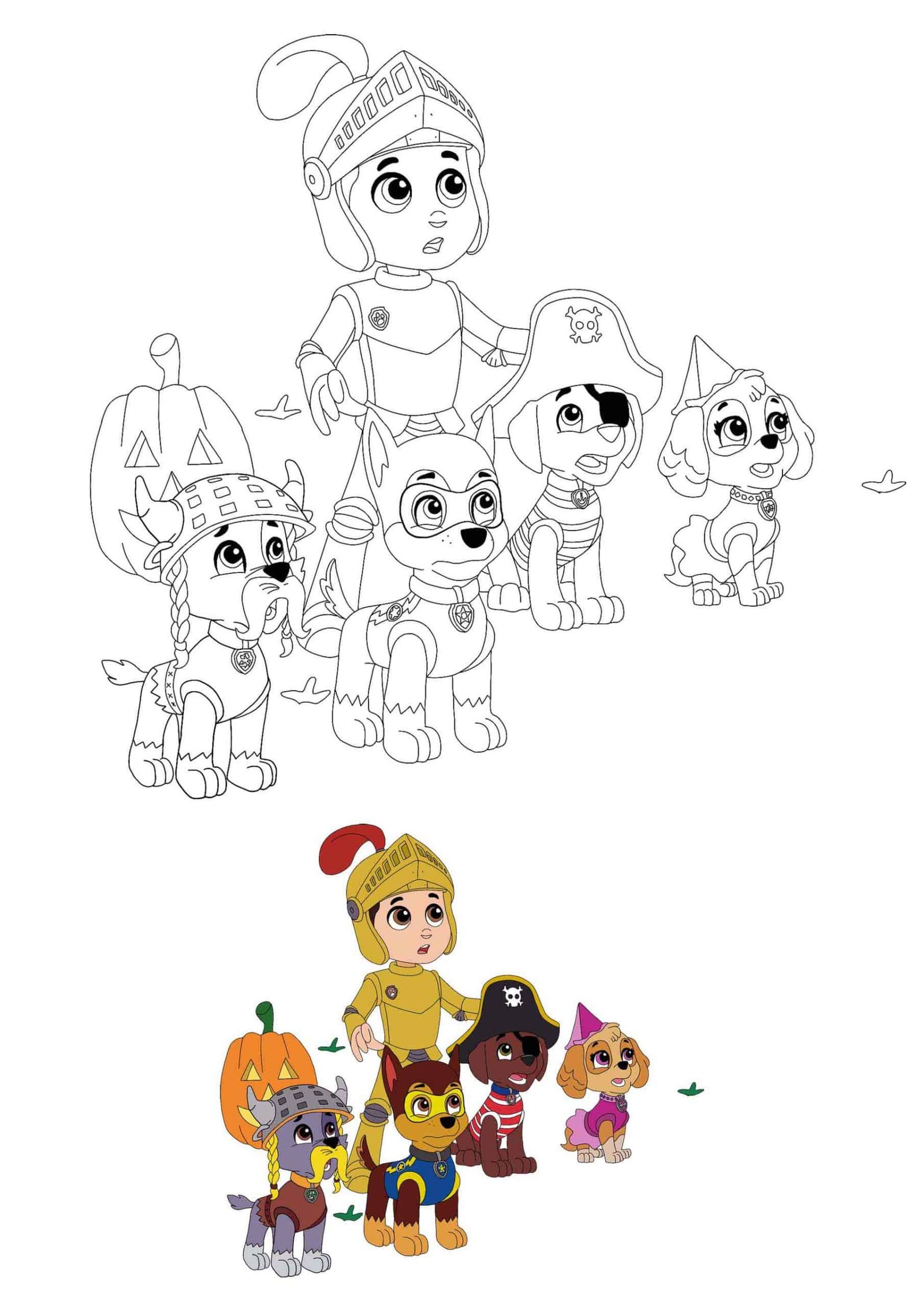 Paw patrol halloween coloring pages