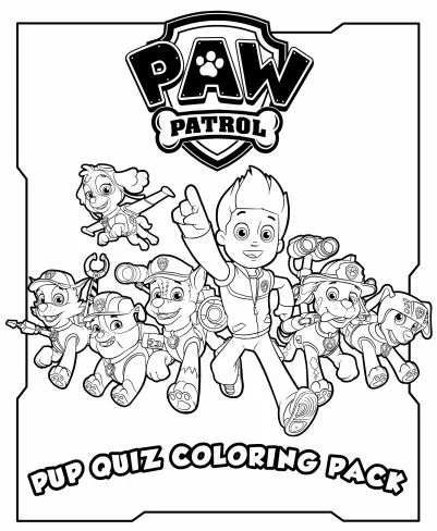 Paw patrol free printable pup quiz coloring pack