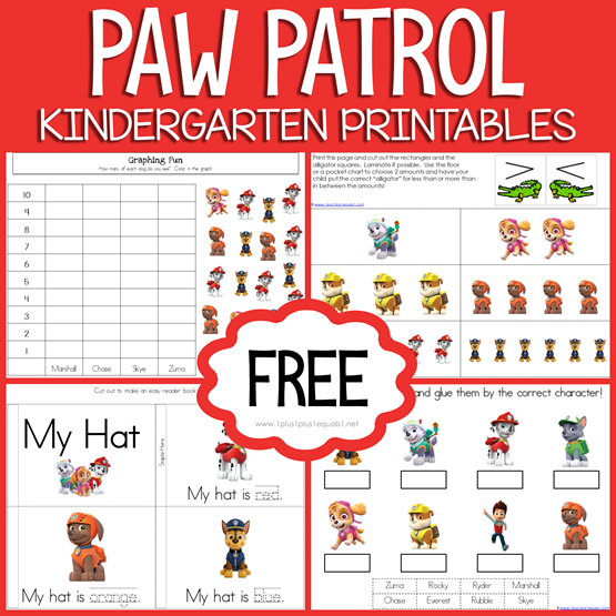 Free paw patrol kindergarten printables