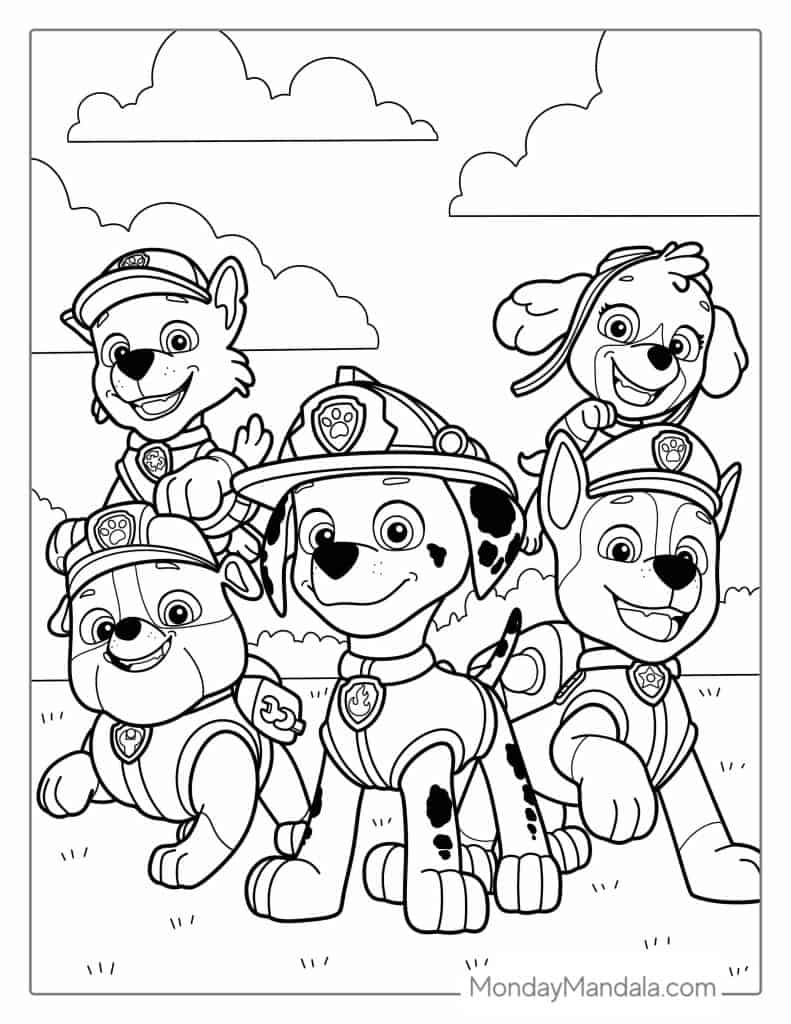 Paw patrol coloring pages free pdf printables