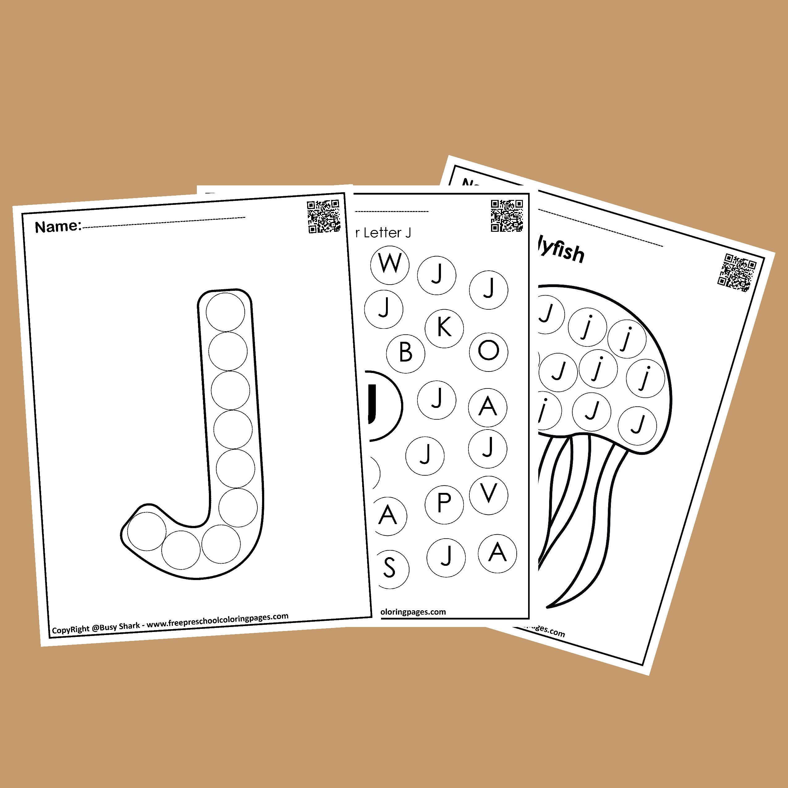 Letter j dot markers free coloring pages