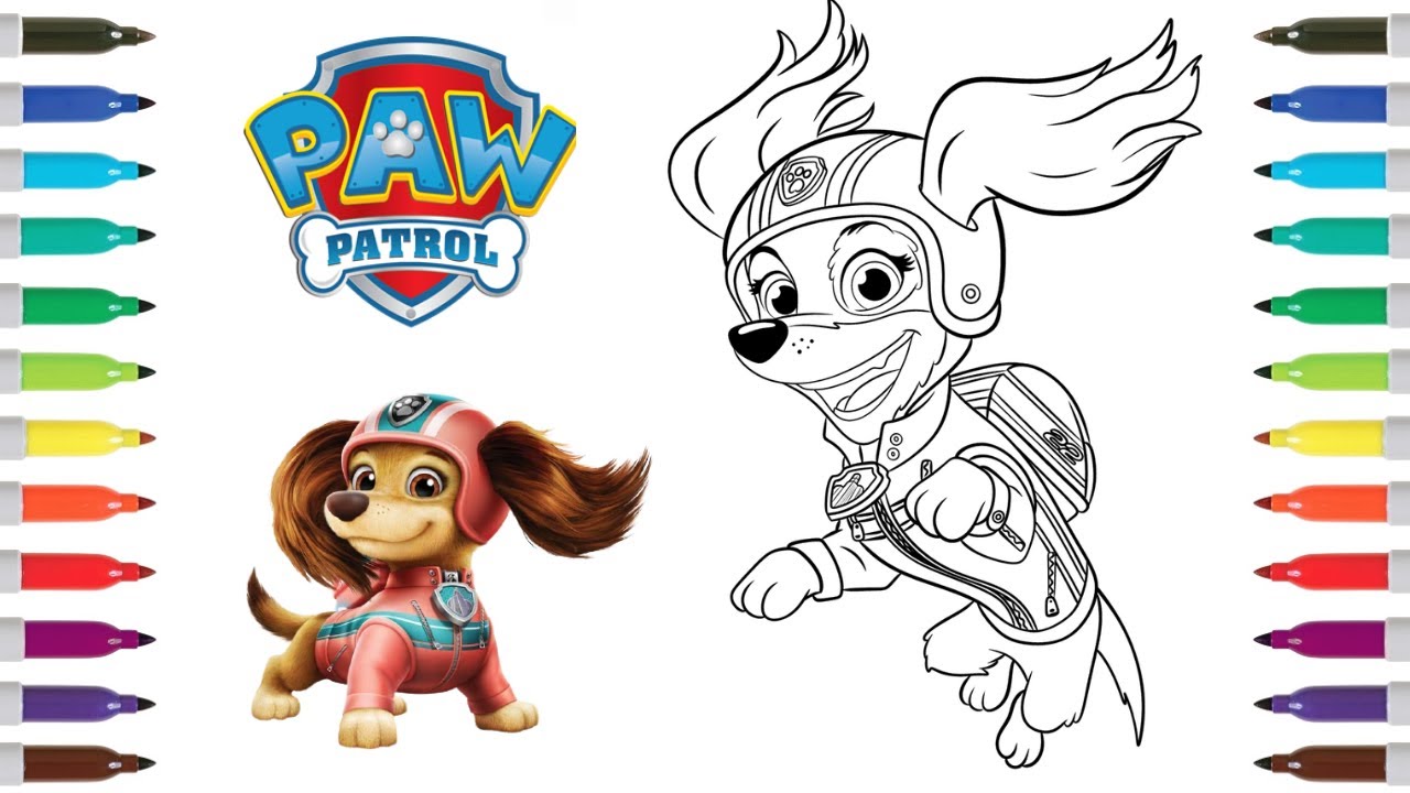 Paw patrol coloring book page liberty liberty coloring page paw patrol the movie