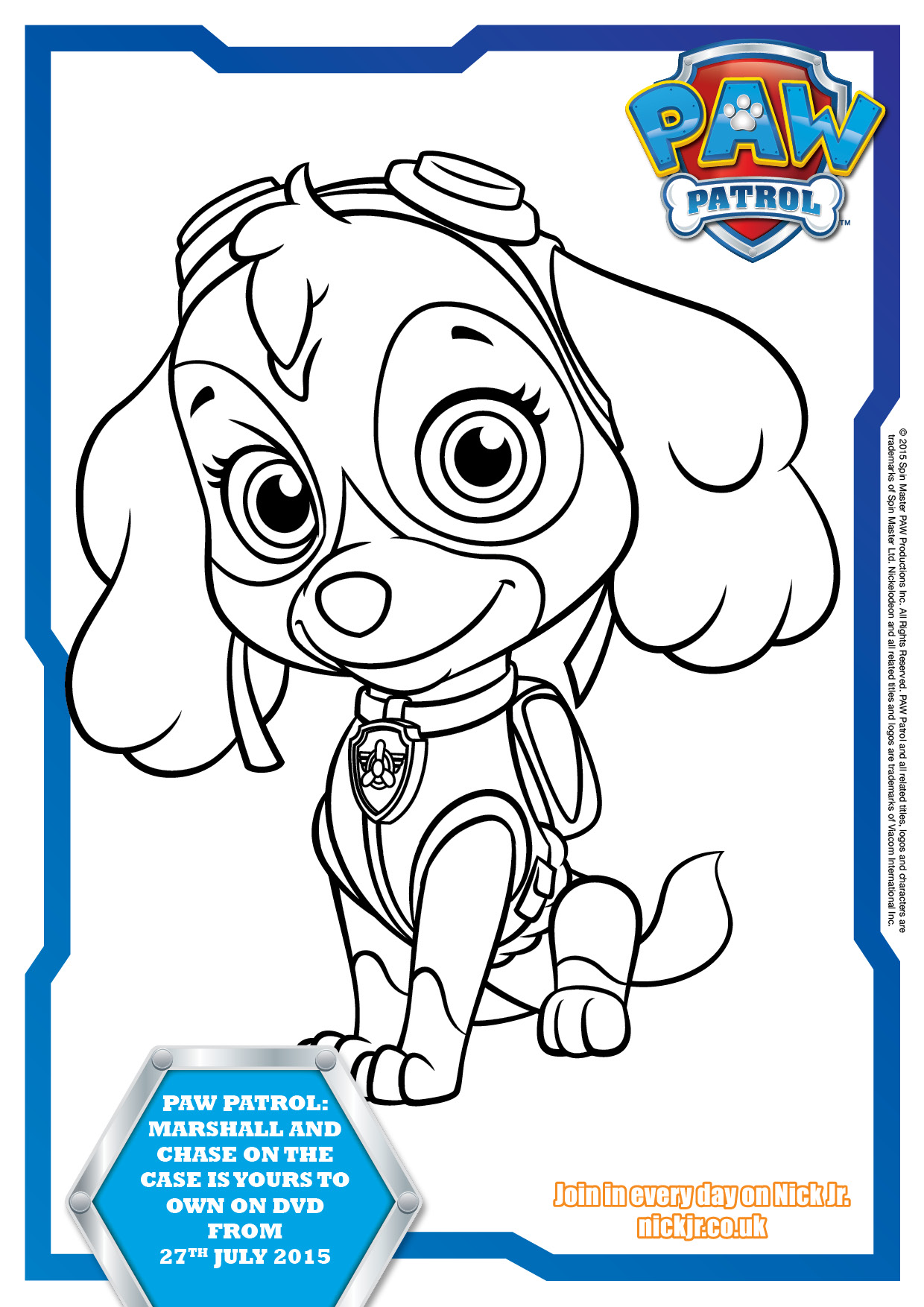 Paw patrol louring pages and activity sheets free printables