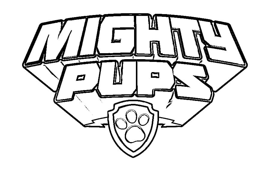 Paw patrol mighty pups logo coloring page