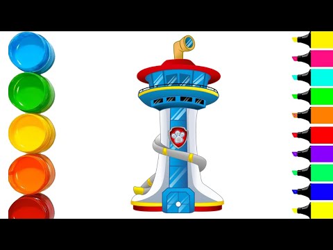 Paw patrol lookout drawing paw patrol drawing how to draw lookout tower