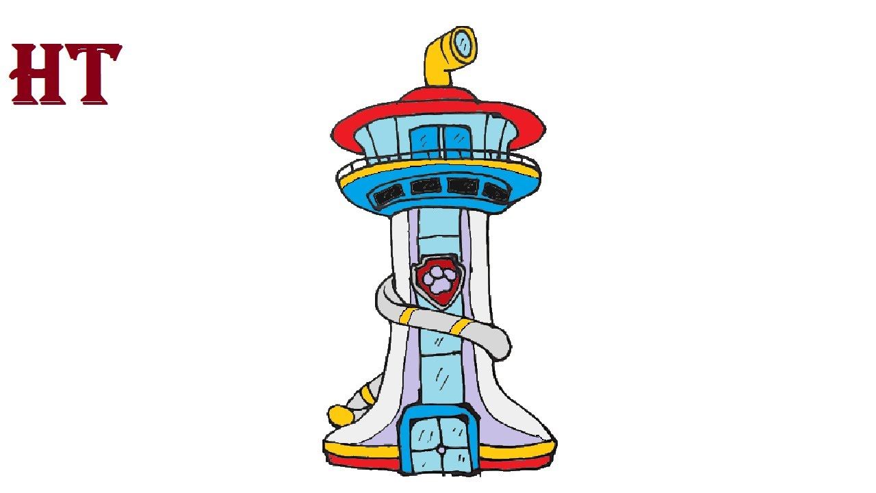 How to draw paw patrol lookout tower paw patrol lookout paw drawing paw patrol