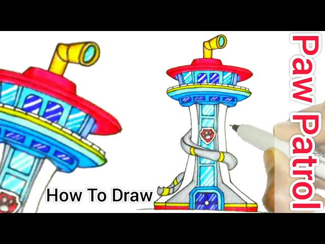 Paw patrol lookout tower how to draw paw patrol lookout tower easy