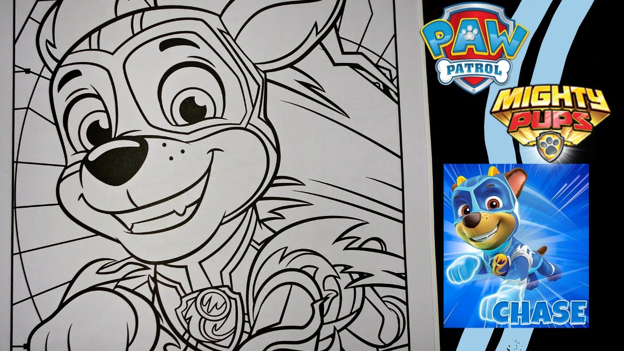 Paw patrol mighty pups charged up coloring pages for kids chase paw patrol coloring page yes toys