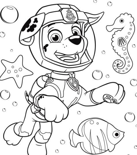 Paw patrol marshall underwater paw patrol coloring pages paw patrol coloring peppa pig coloring pages