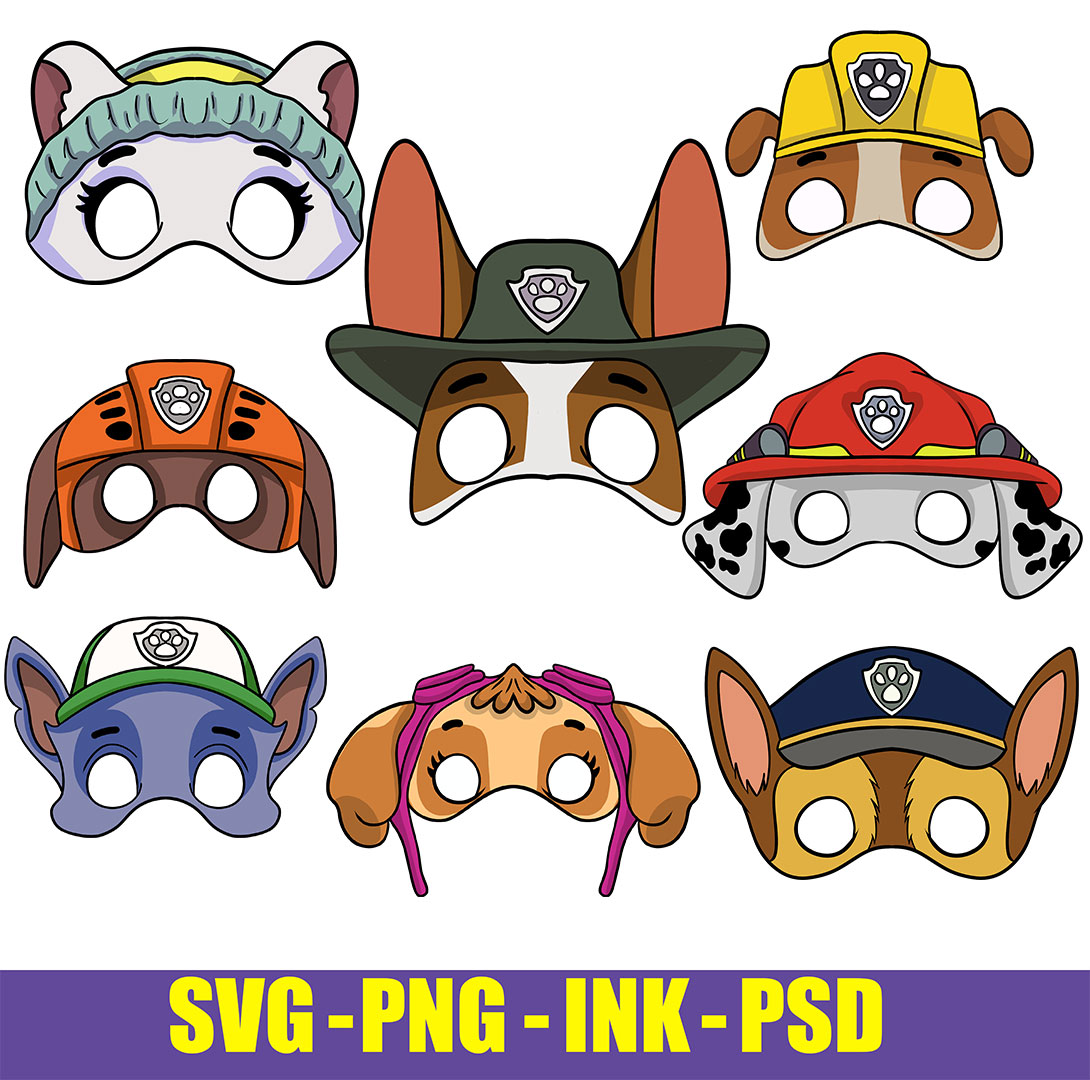 Paw patrol masks svg paw patrol svg birthday cute paw patr