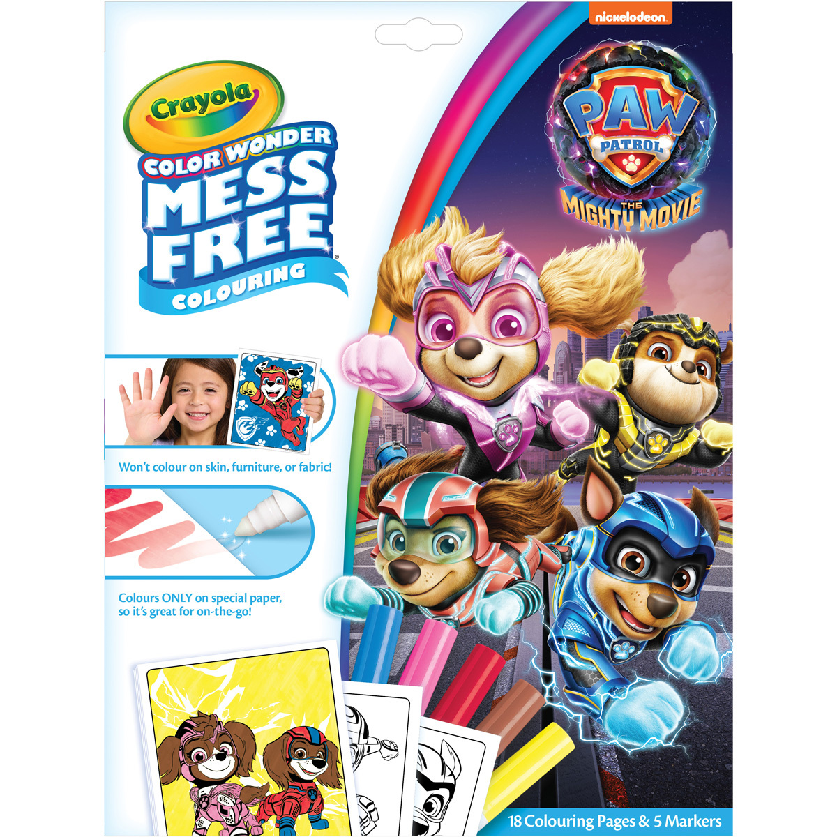 Crayola paw patrol the mighty movie mess free louring set early learning centre