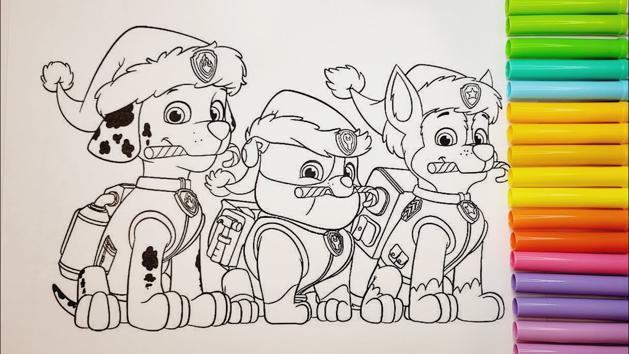 Paw patrol coloring book pilation rubble marshall skye chase zuma and rocky pawpatrol coloring