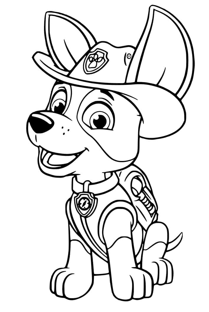 Adorable tracker paw patrol coloring page