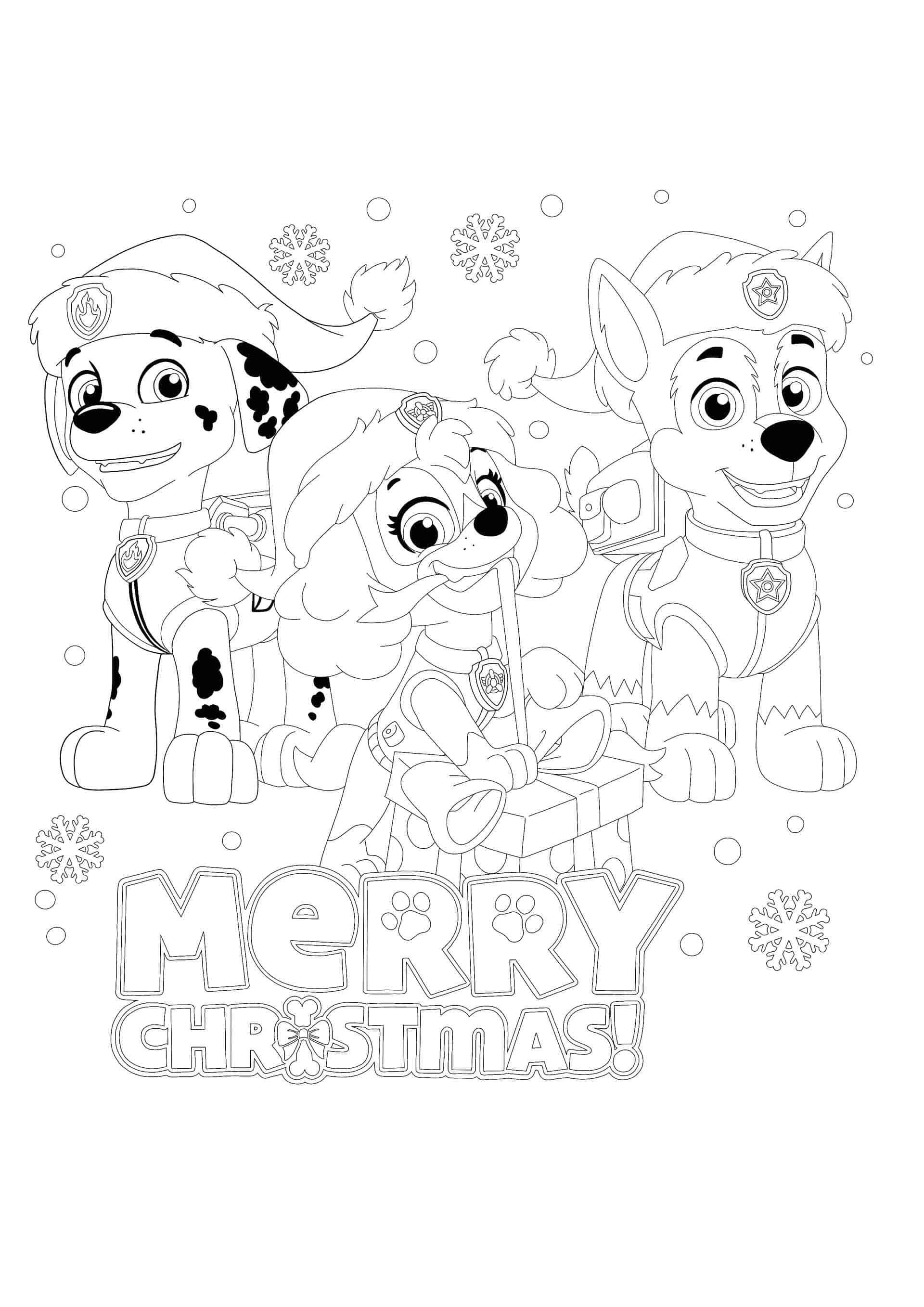 Festive paw patrol coloring page