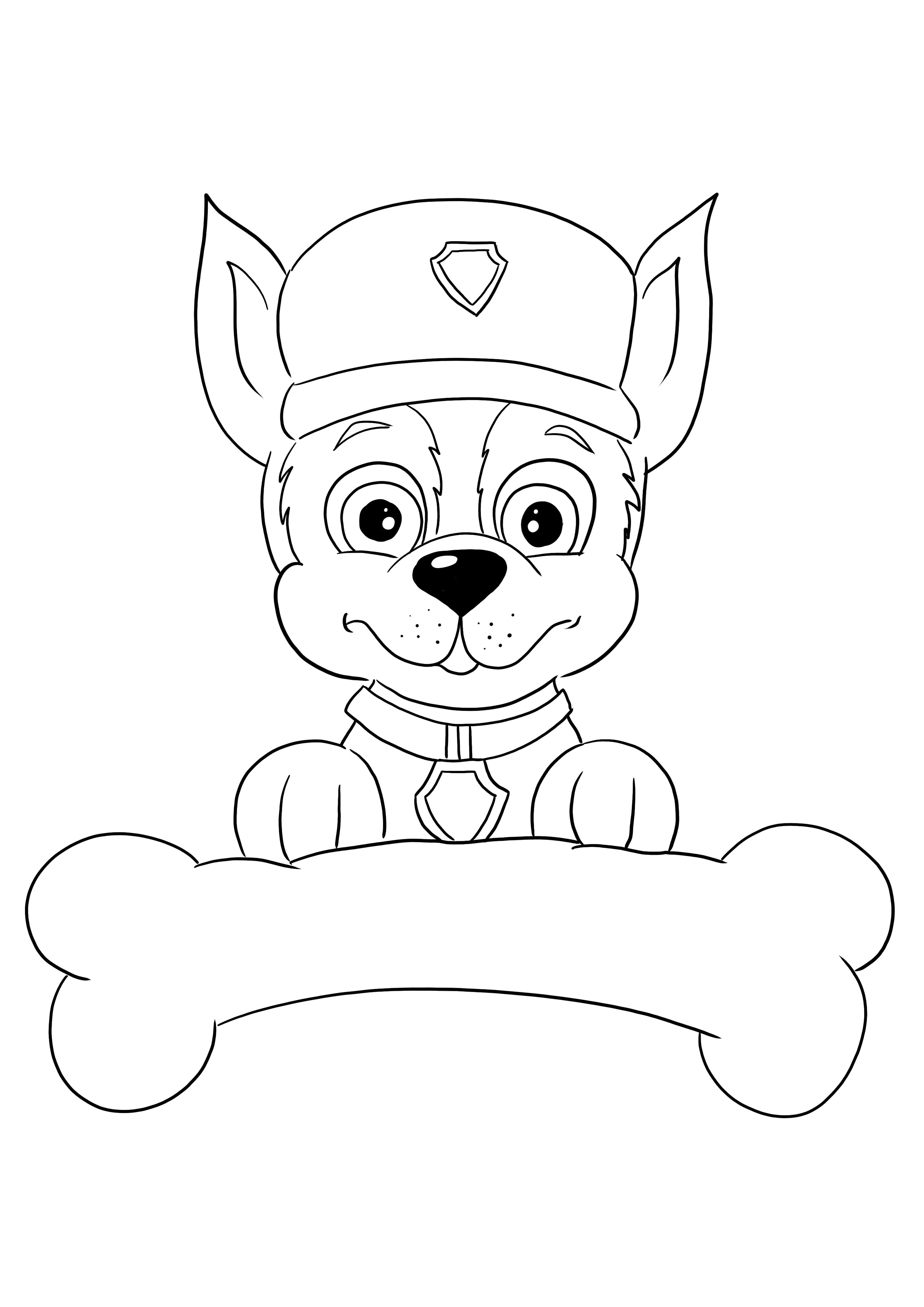 Chase from paw patrol coloring sheet for free downloading and easy coloring