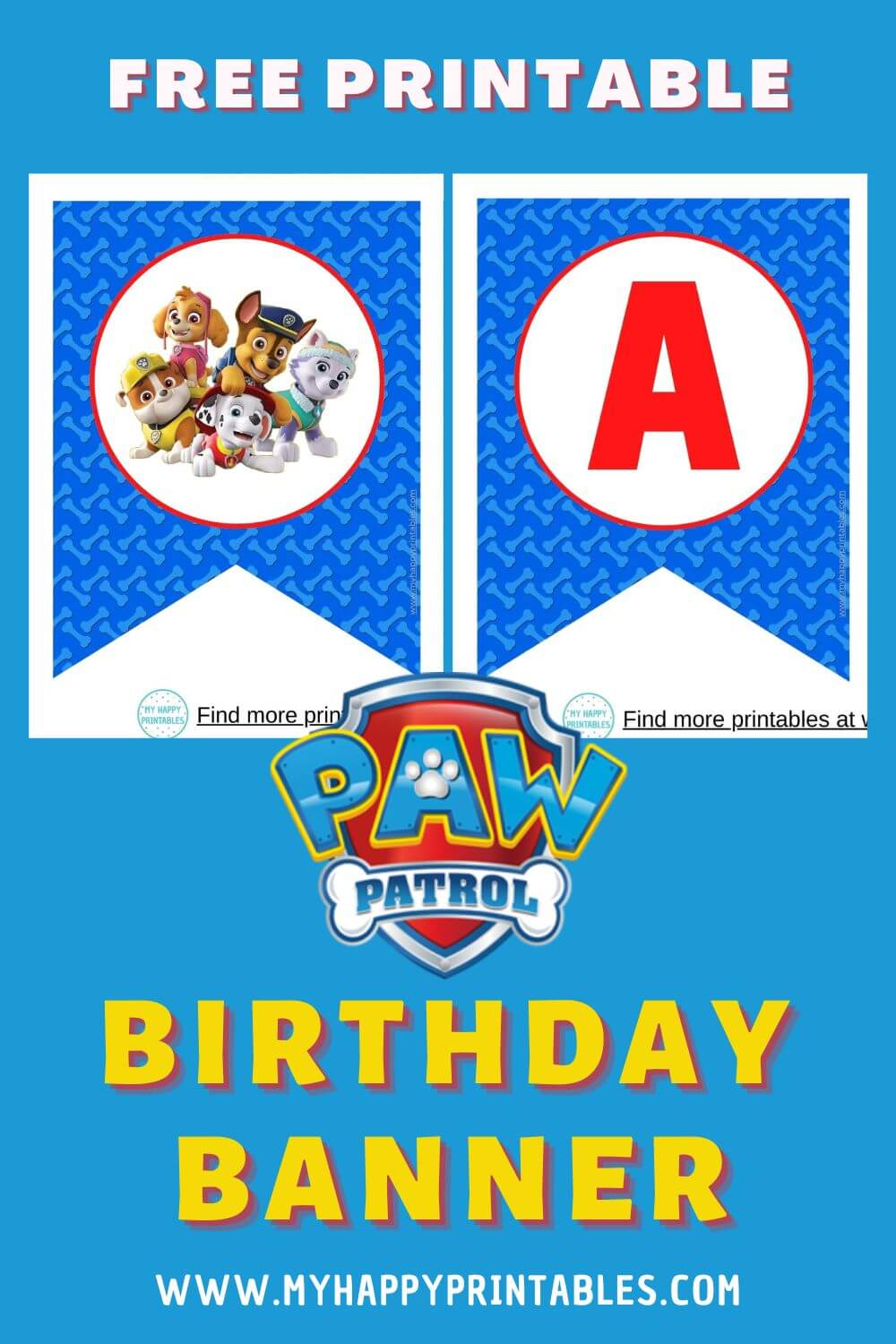 Free printable paw patrol banner