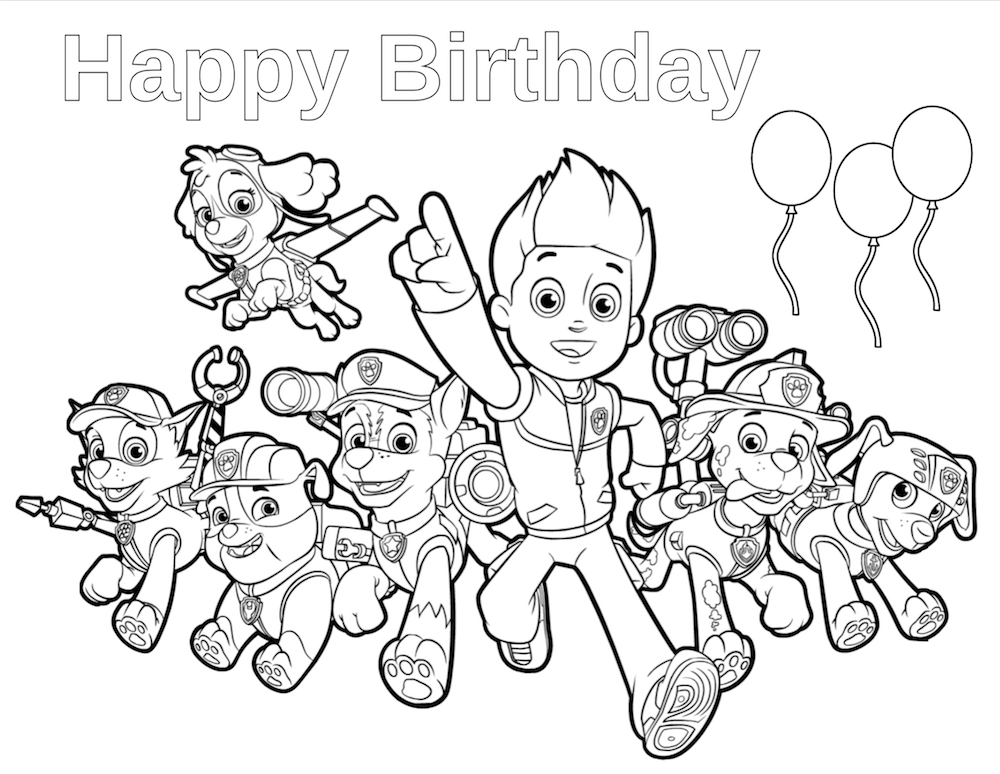 Paw patrol birthday paw patrol coloring pages birthday coloring pages happy birthday coloring pages