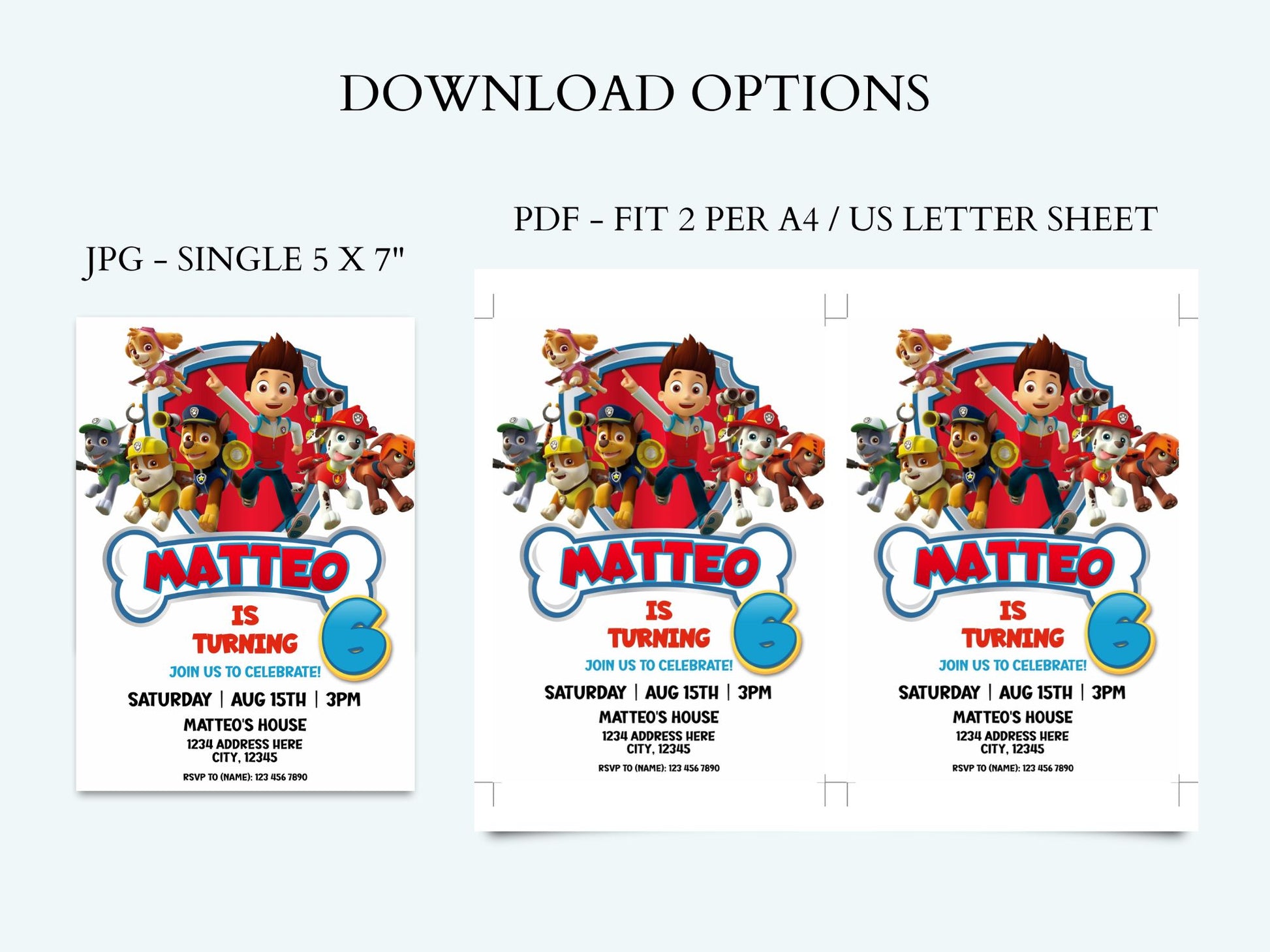 Paw patrol invitation template â mama life printables