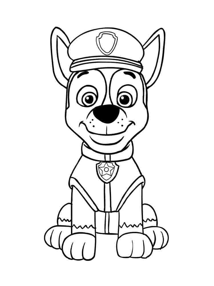 Smiling chase paw patrol coloring page