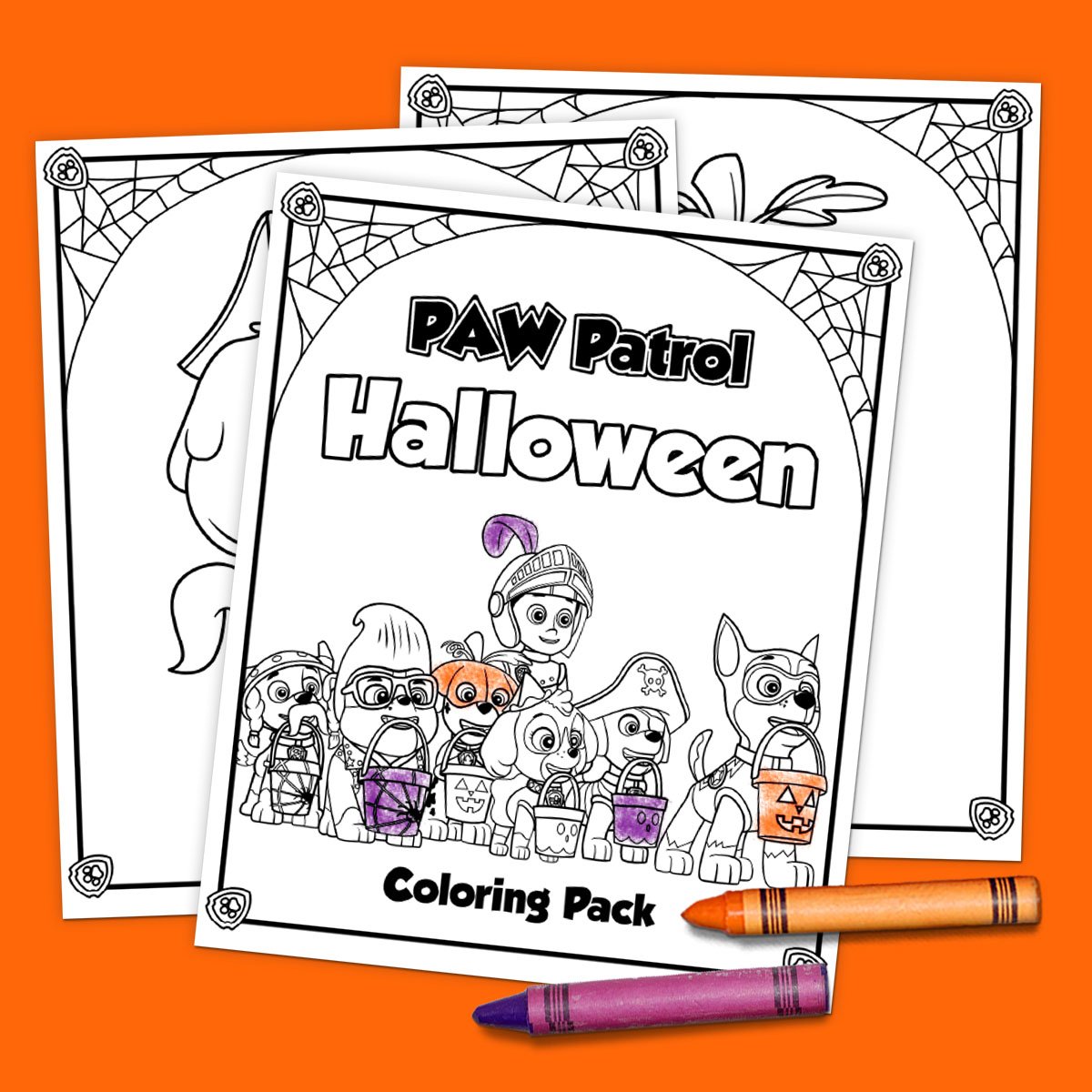 Printable paw patrol halloween coloring pack