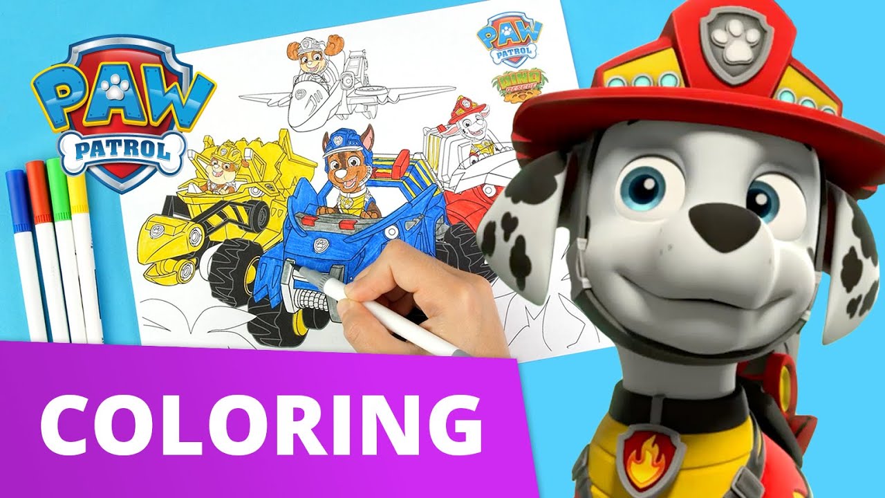 Color with paw patrol â lets color dinosaurs