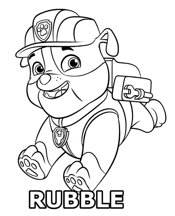 Rubble coloring page paw patrol