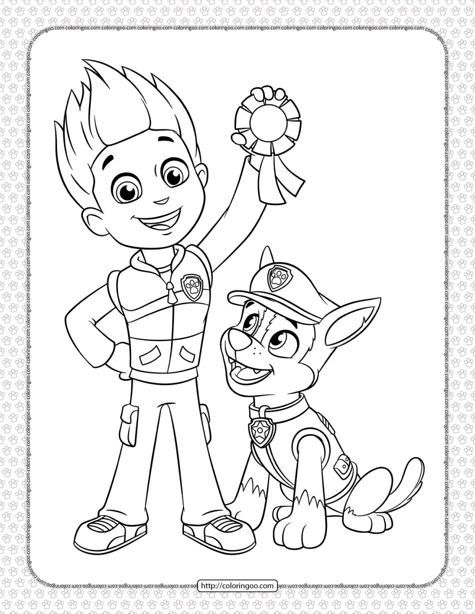 Printable paw patrol ryder and chase coloring sheet high quality free printable pdf coloring dâ paw patrol coloring pages paw patrol coloring ryder paw patrol