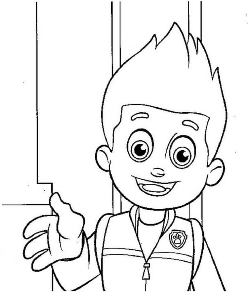 Smiling ryder paw patrol coloring page